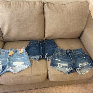 3 pairs of Levi’s Denim Distressed Women Shorts